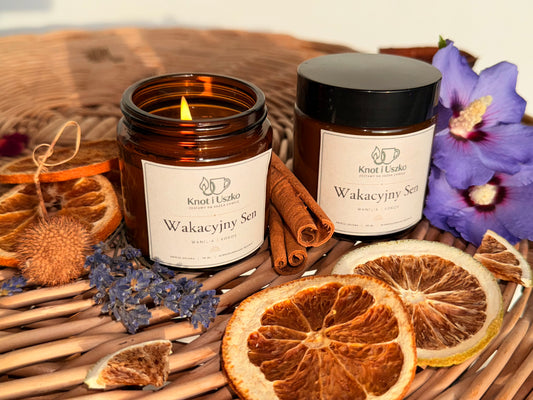 Świeca Sojowa „Wakacyjny Sen” – Wanilia & Kokos (95 ml)